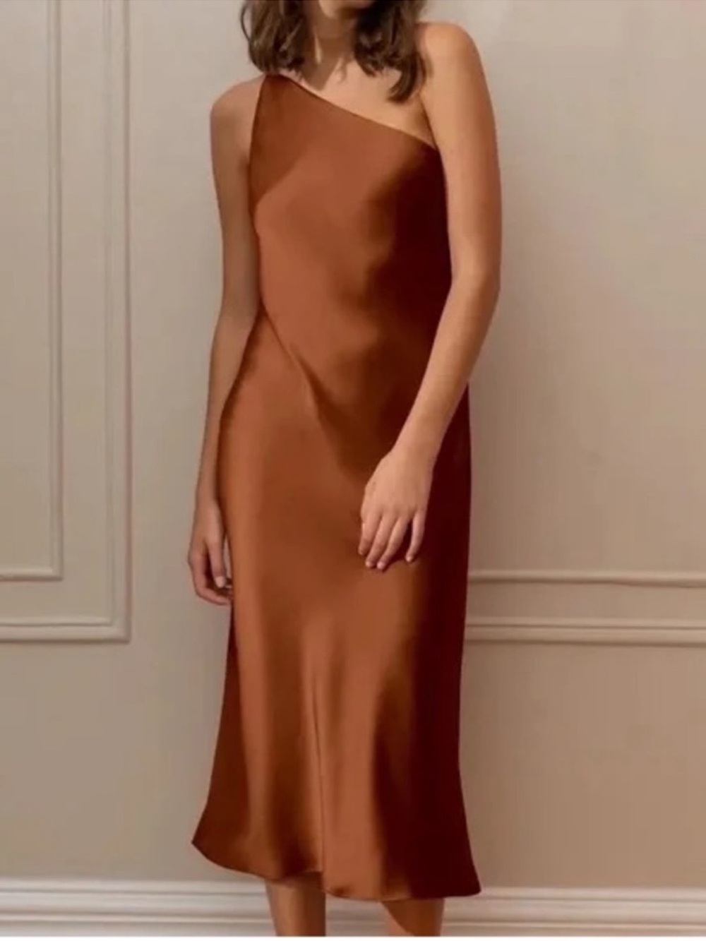 Jenny Yoo Abby Satin Dress in Copper - Size 16